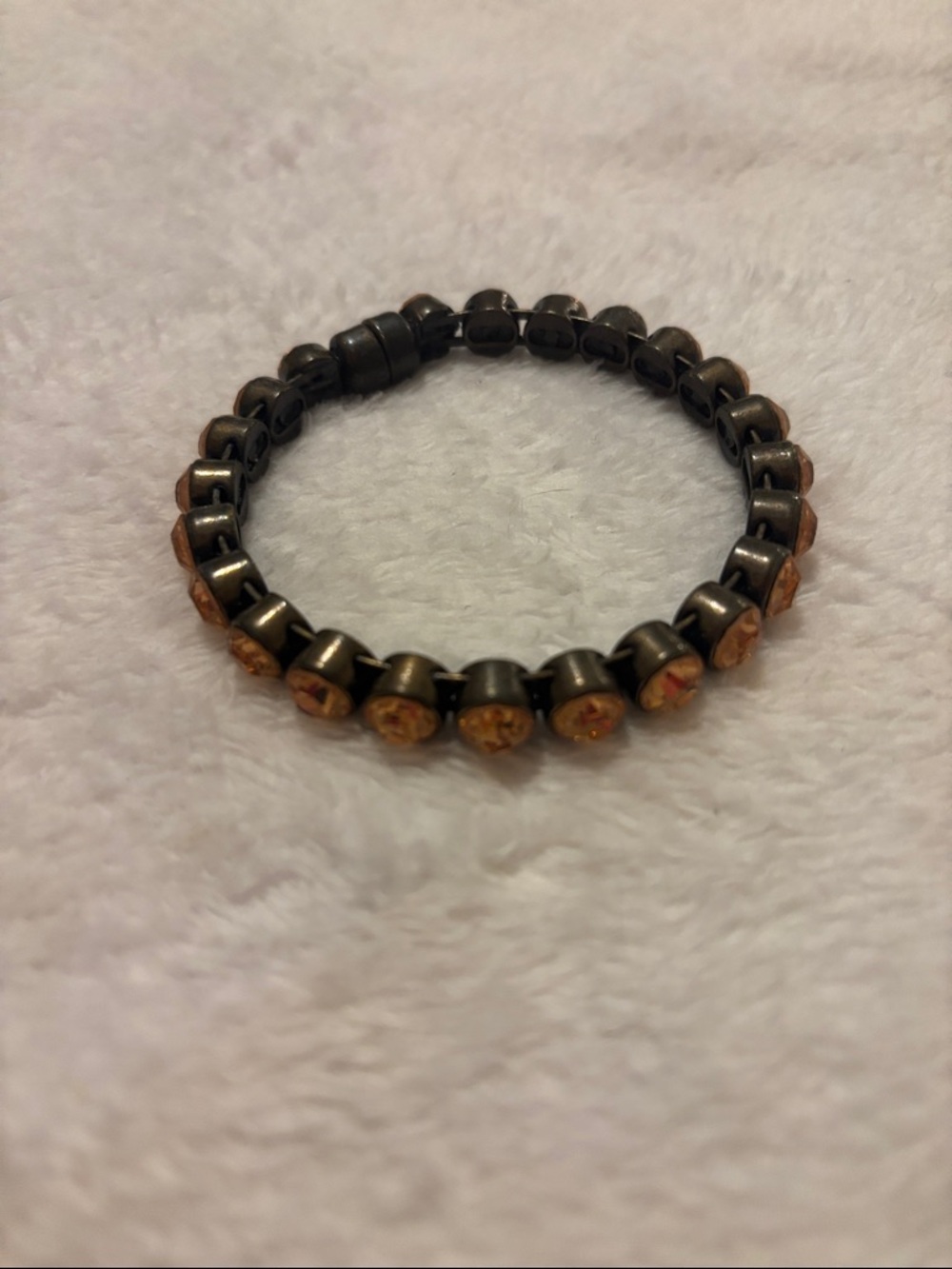 Plunder Dark Gunmetal and Amber Beaded Stretch Bracelet